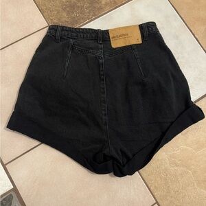 One Teaspoon Black High-Waist Rolled Hem Denim Shorts